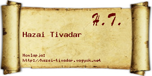 Hazai Tivadar névjegykártya